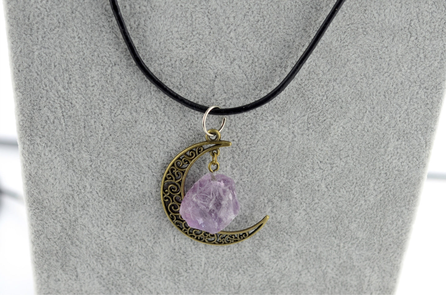 Gothic Rough Crystal Antique Moon Pendants for Necklace