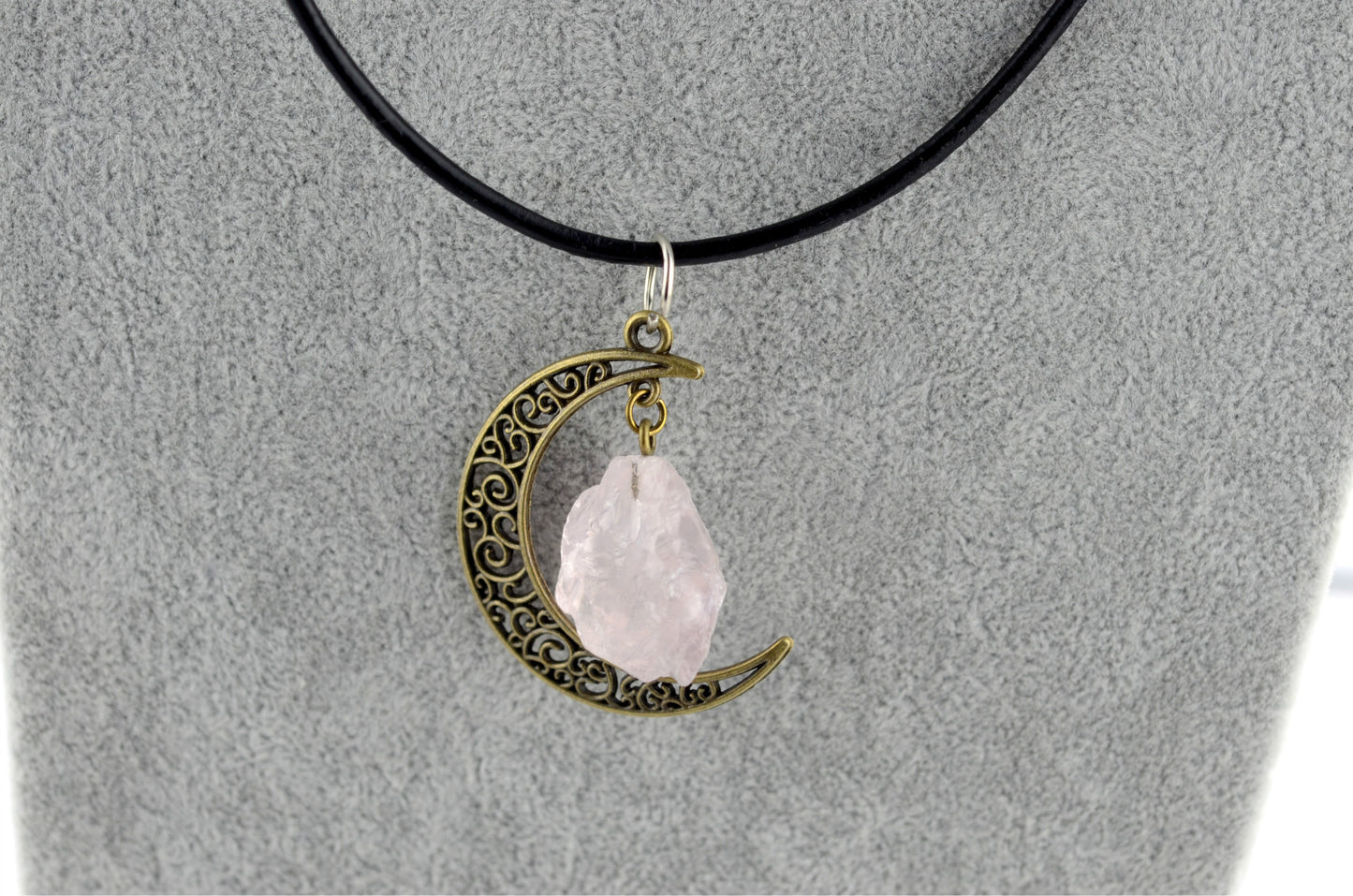 Gothic Rough Crystal Antique Moon Pendants for Necklace
