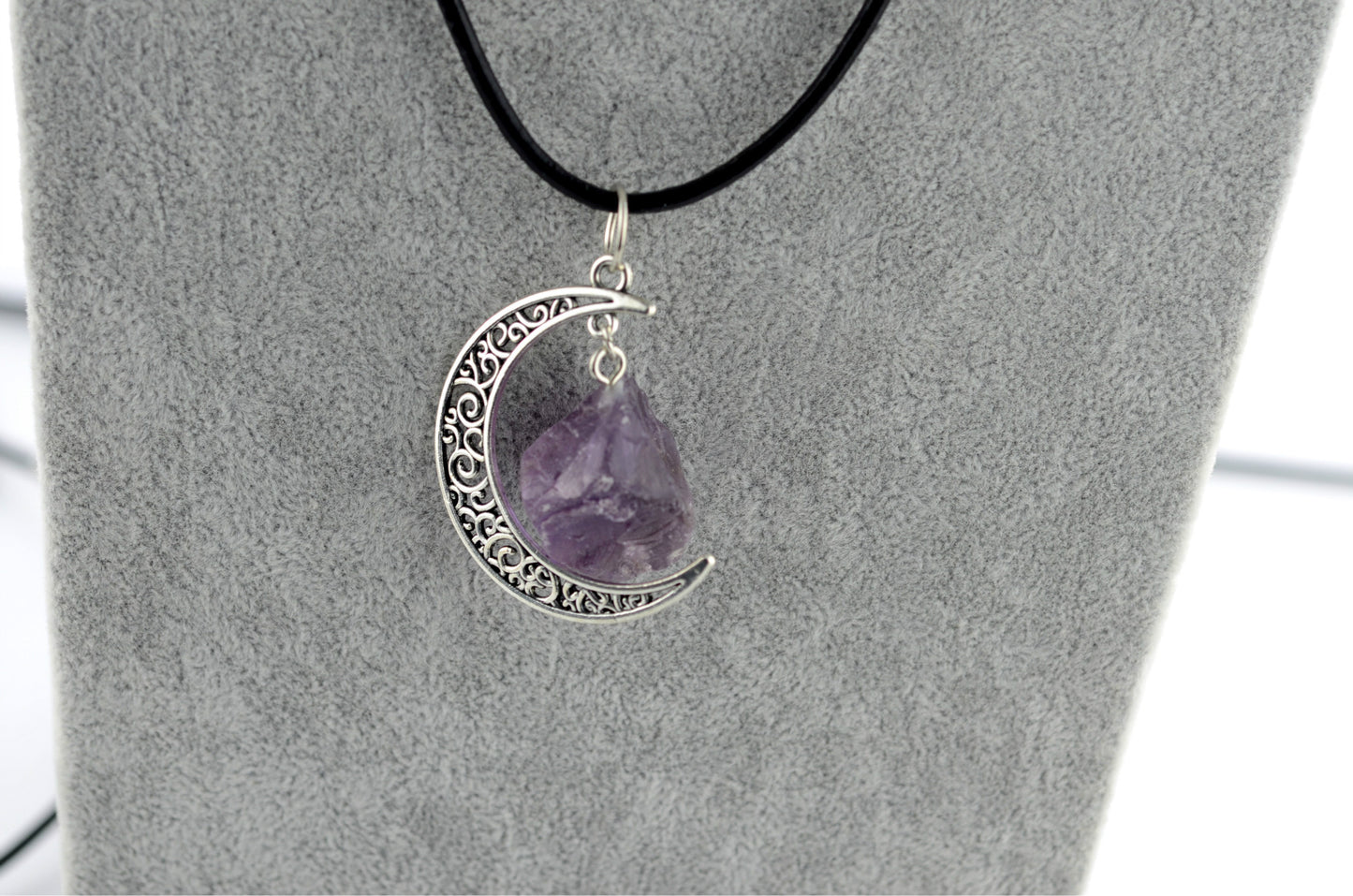 Gothic Rough Crystal Antique Moon Pendants for Necklace