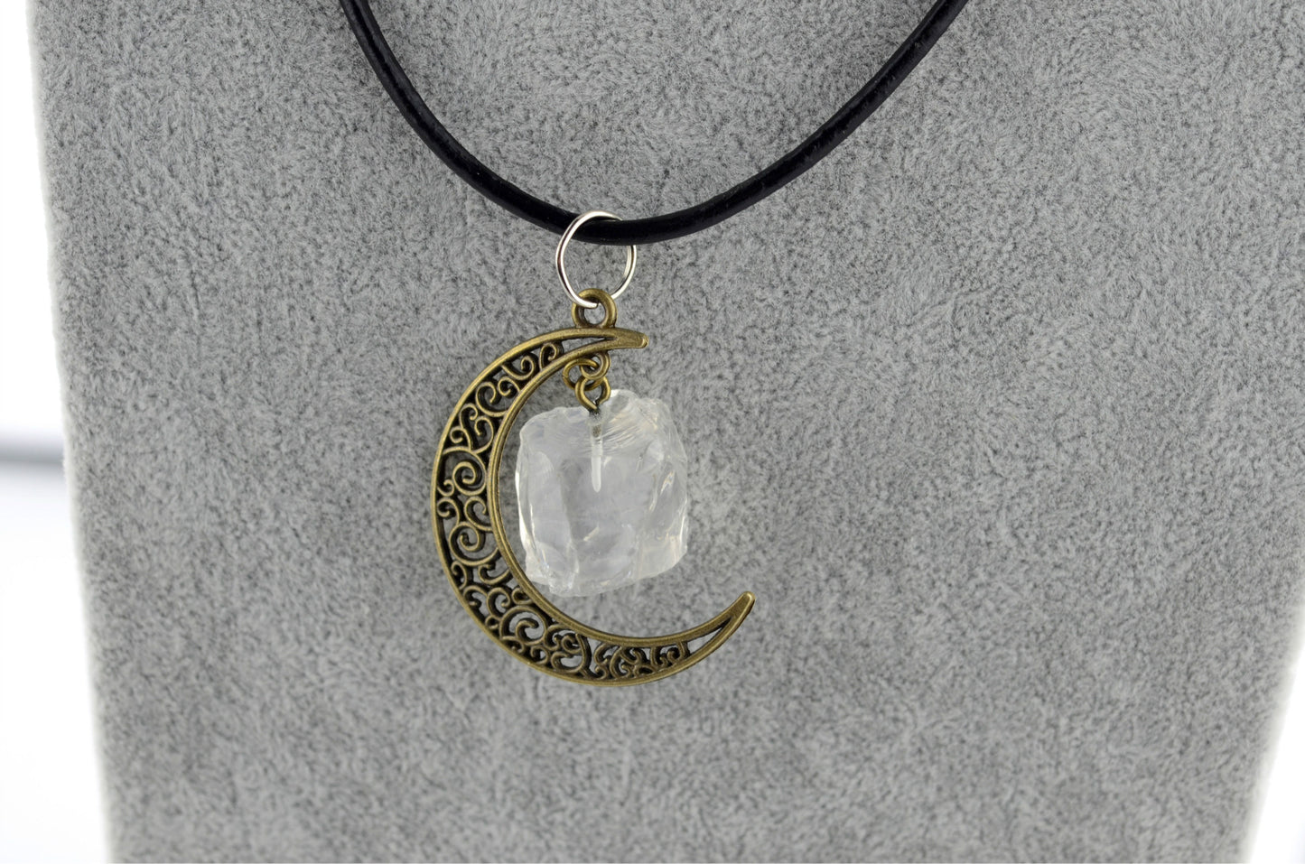 Gothic Rough Crystal Antique Moon Pendants for Necklace