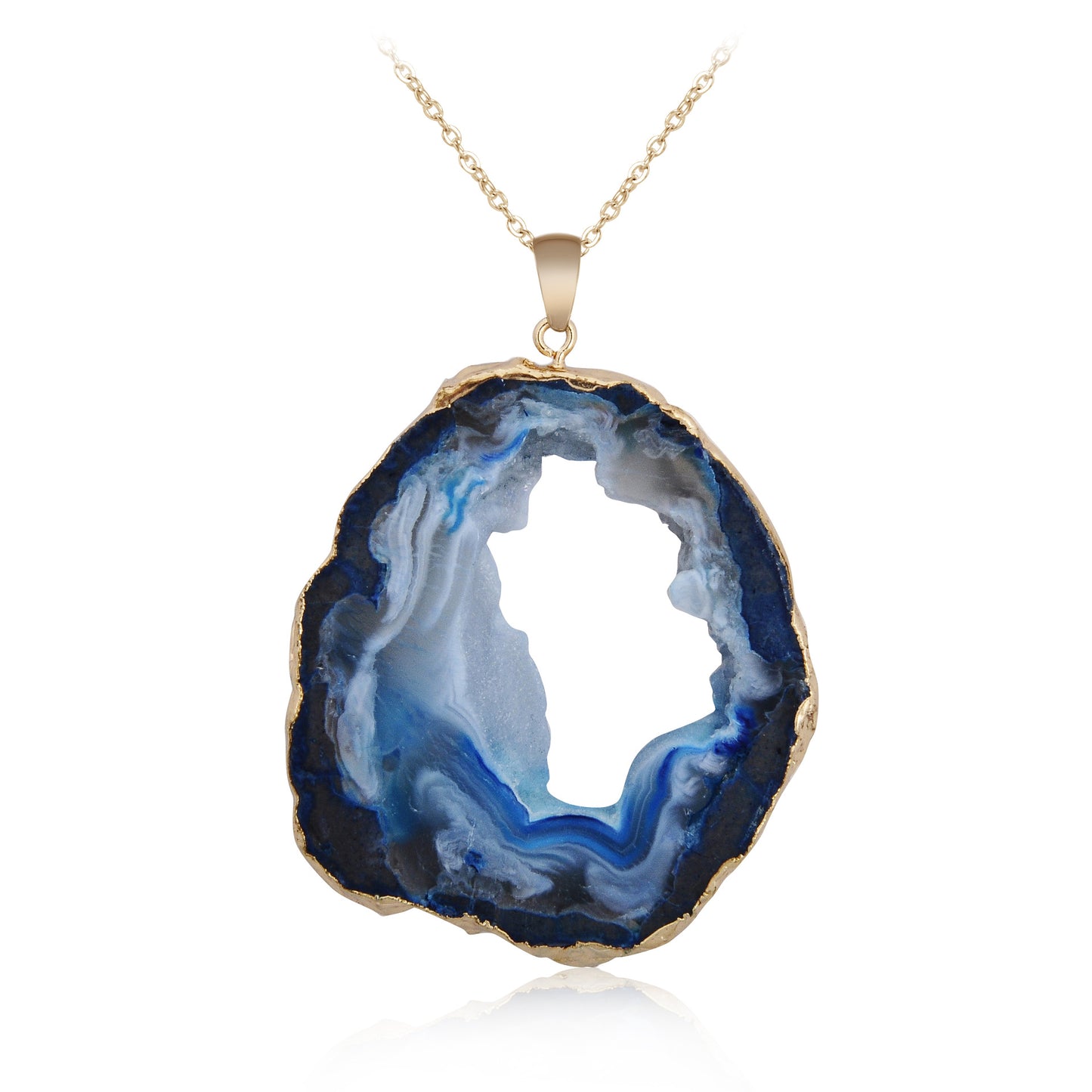 Druzy Agate Slice Gilt Edge Pendants for Necklace