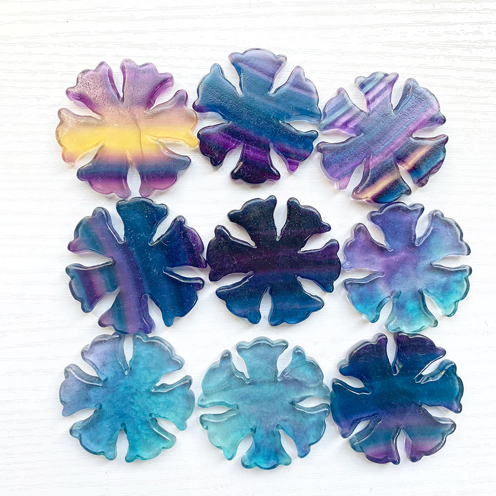 Fluorite Snowflake Carvings