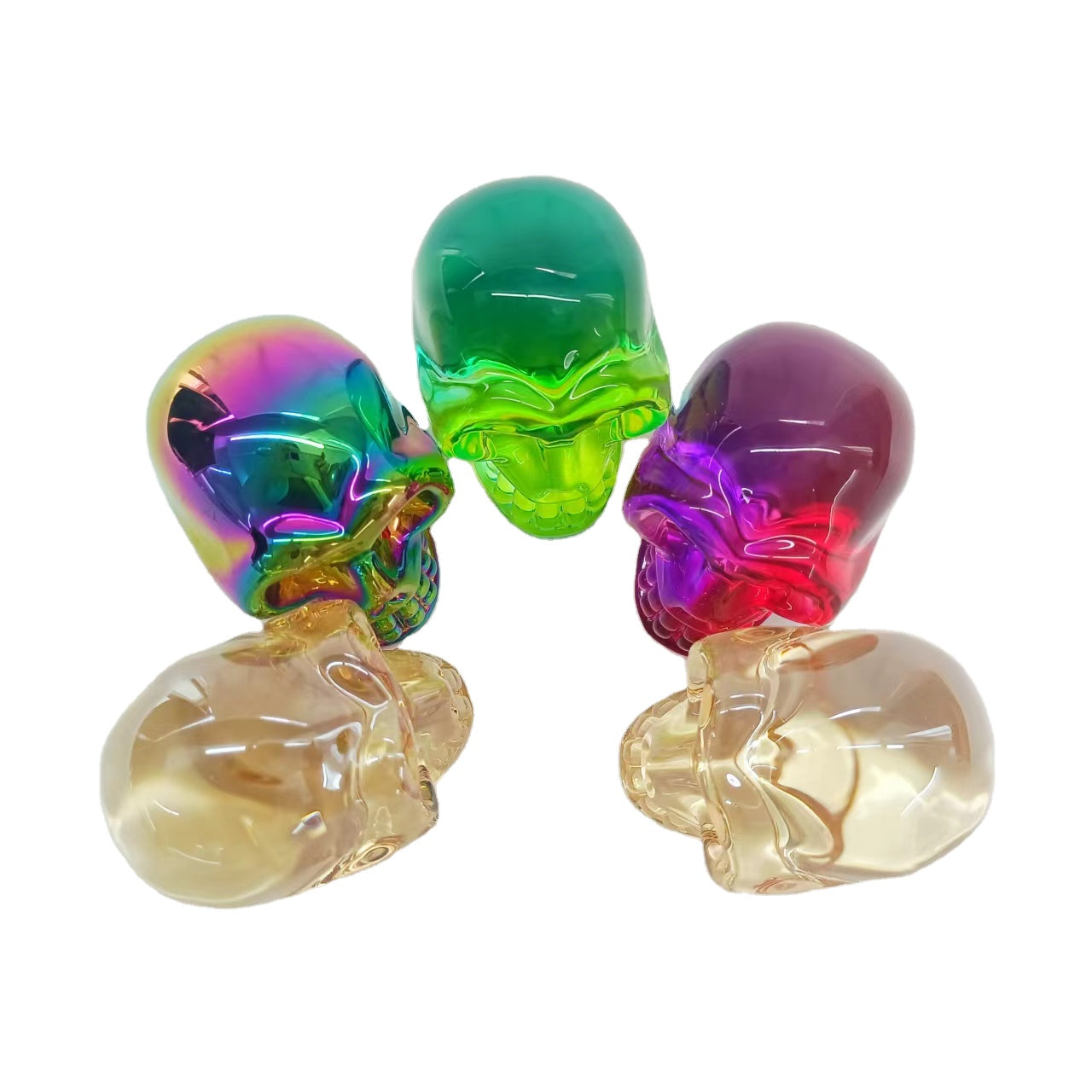 Rainbow Aura Glass Skulls
