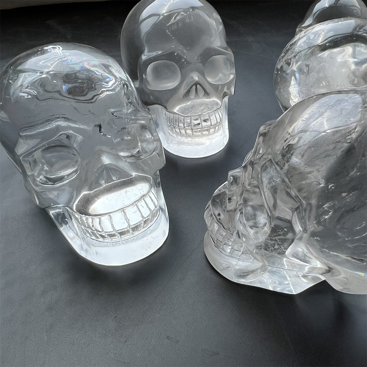 High Transparency Clear Quartz Skulls with Rainbow