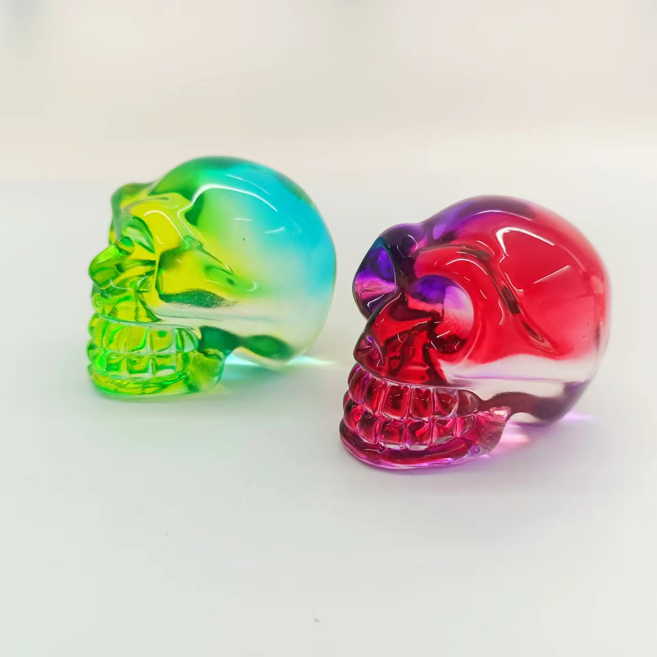 Rainbow Aura Glass Skulls