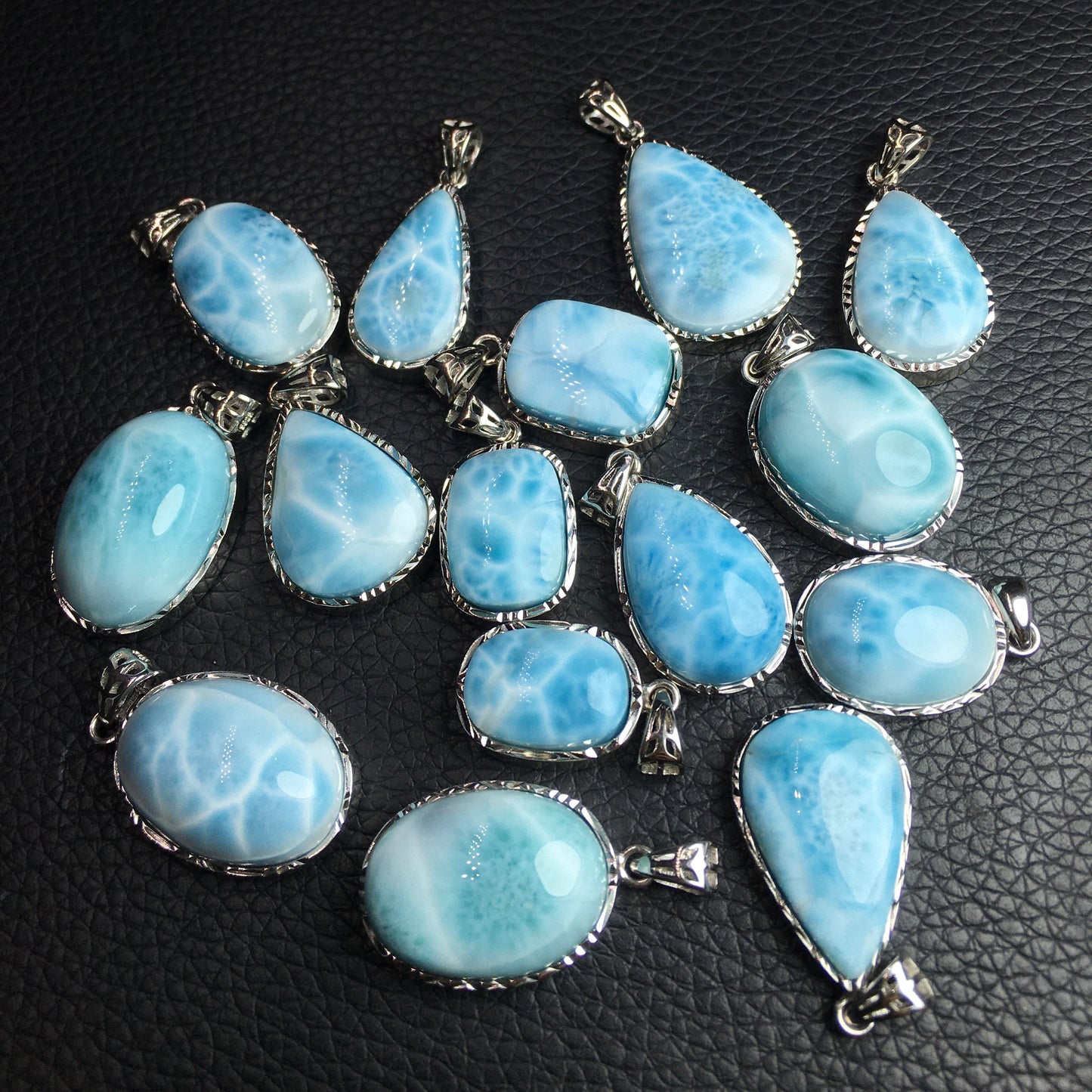 S925 Silver Larimar Pendants