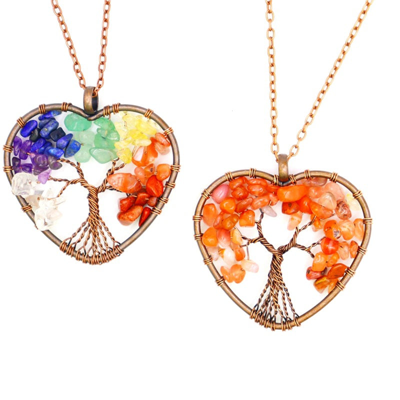 Heart Gem Tree Pendants