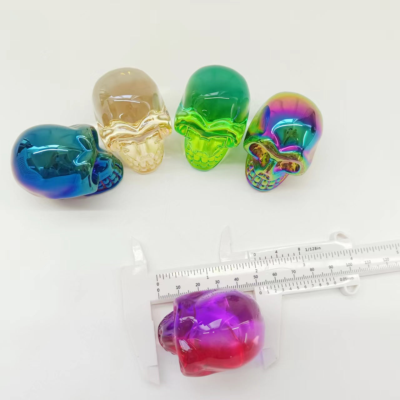 Rainbow Aura Glass Skulls