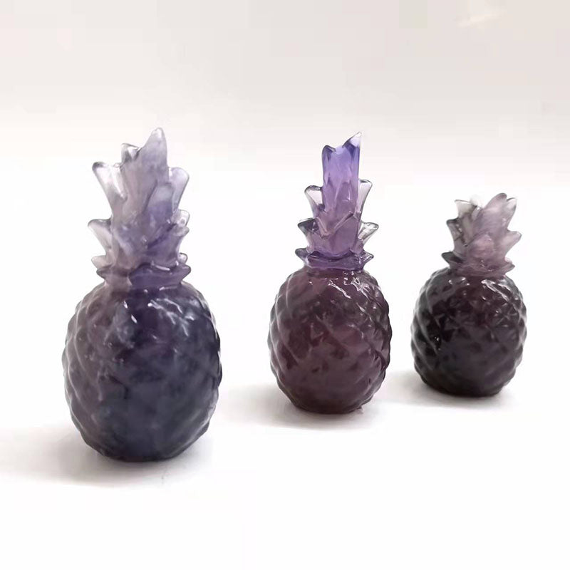 Purple and Yellow Fluorite Pineapple Carvings