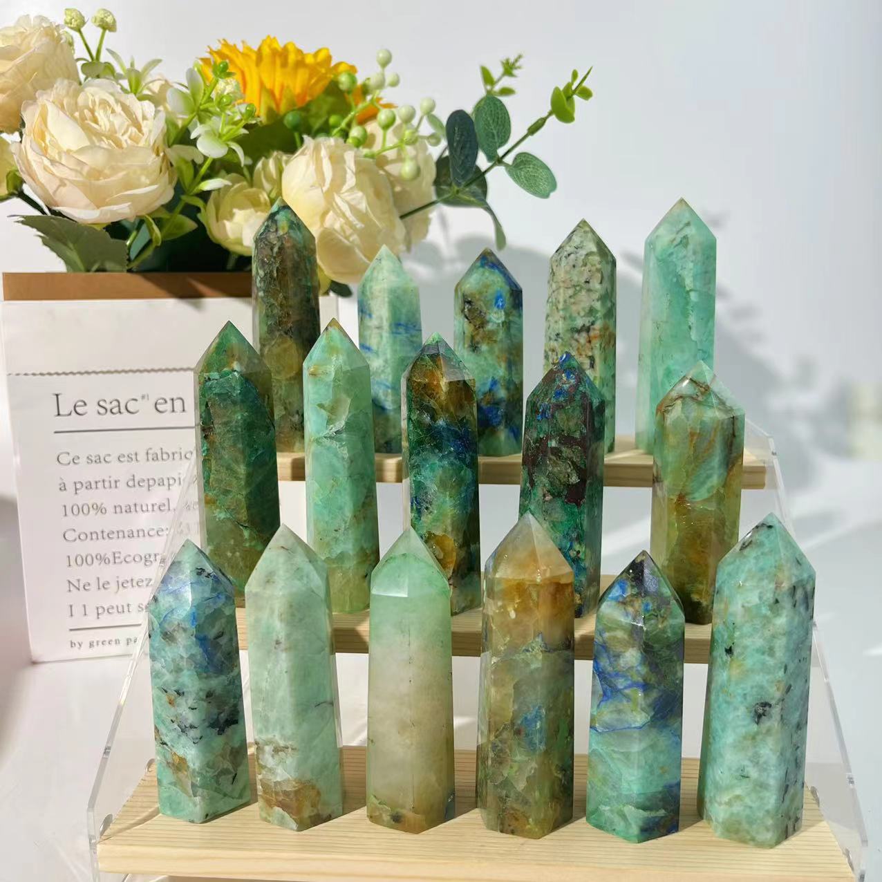 Chrysocolla Stone Point Wands