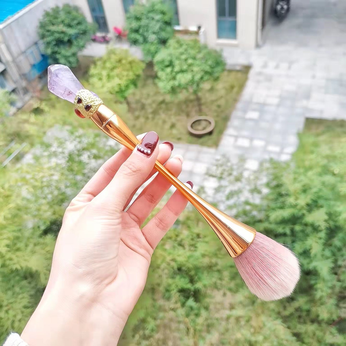 Raw Amethyst Cosmetic Makeup Brushes