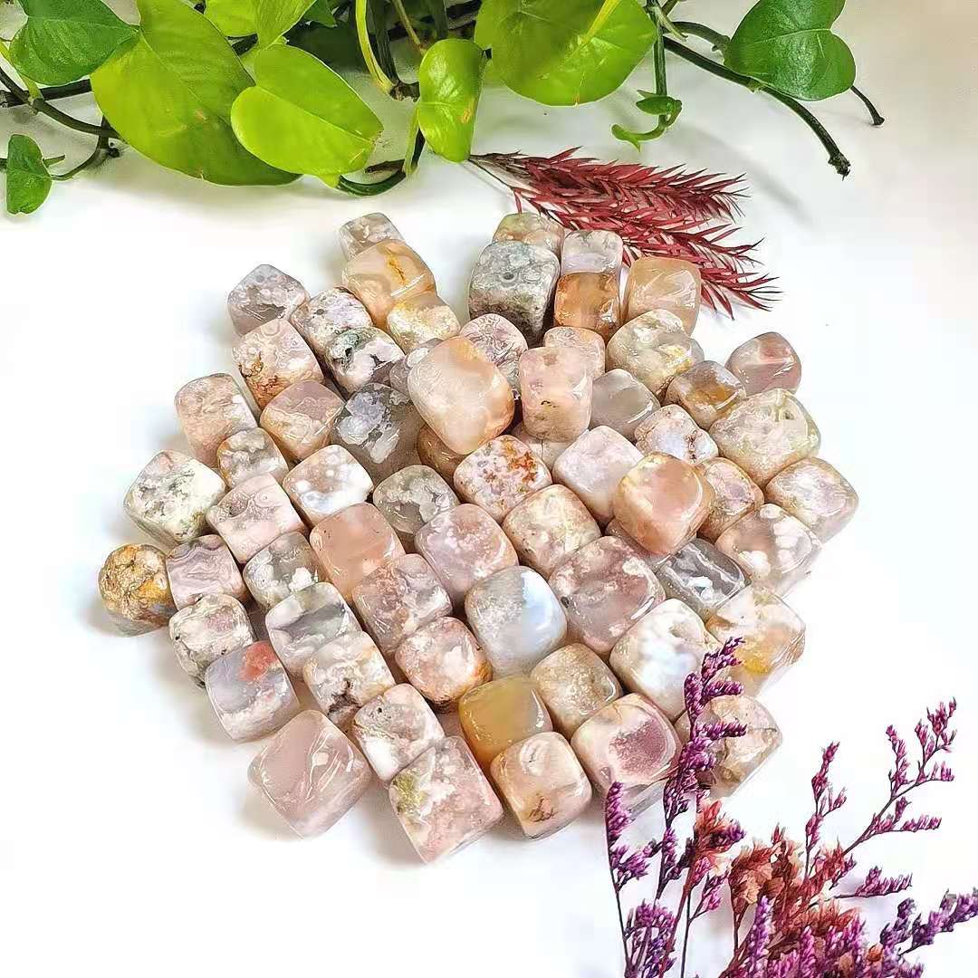 Flower Blossom Agate Cube Tumble Stones