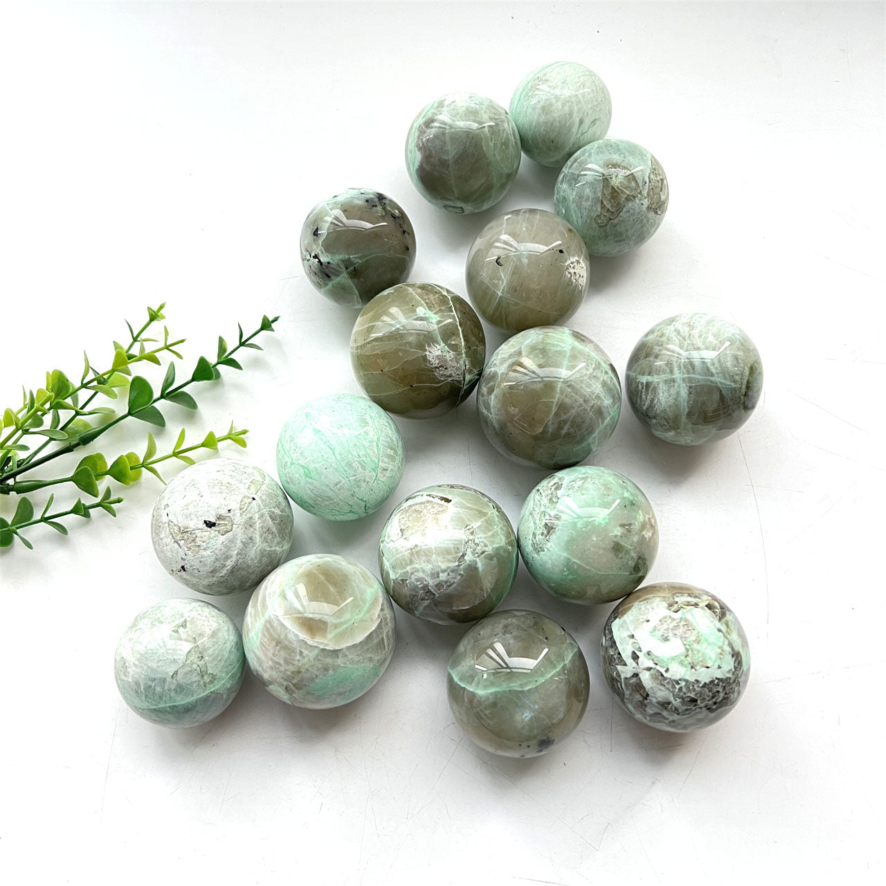 Green Moonstone Garnierite Spheres