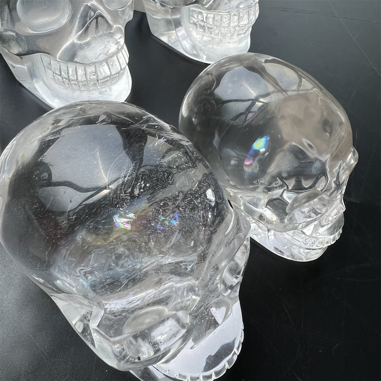 High Transparency Clear Quartz Skulls with Rainbow