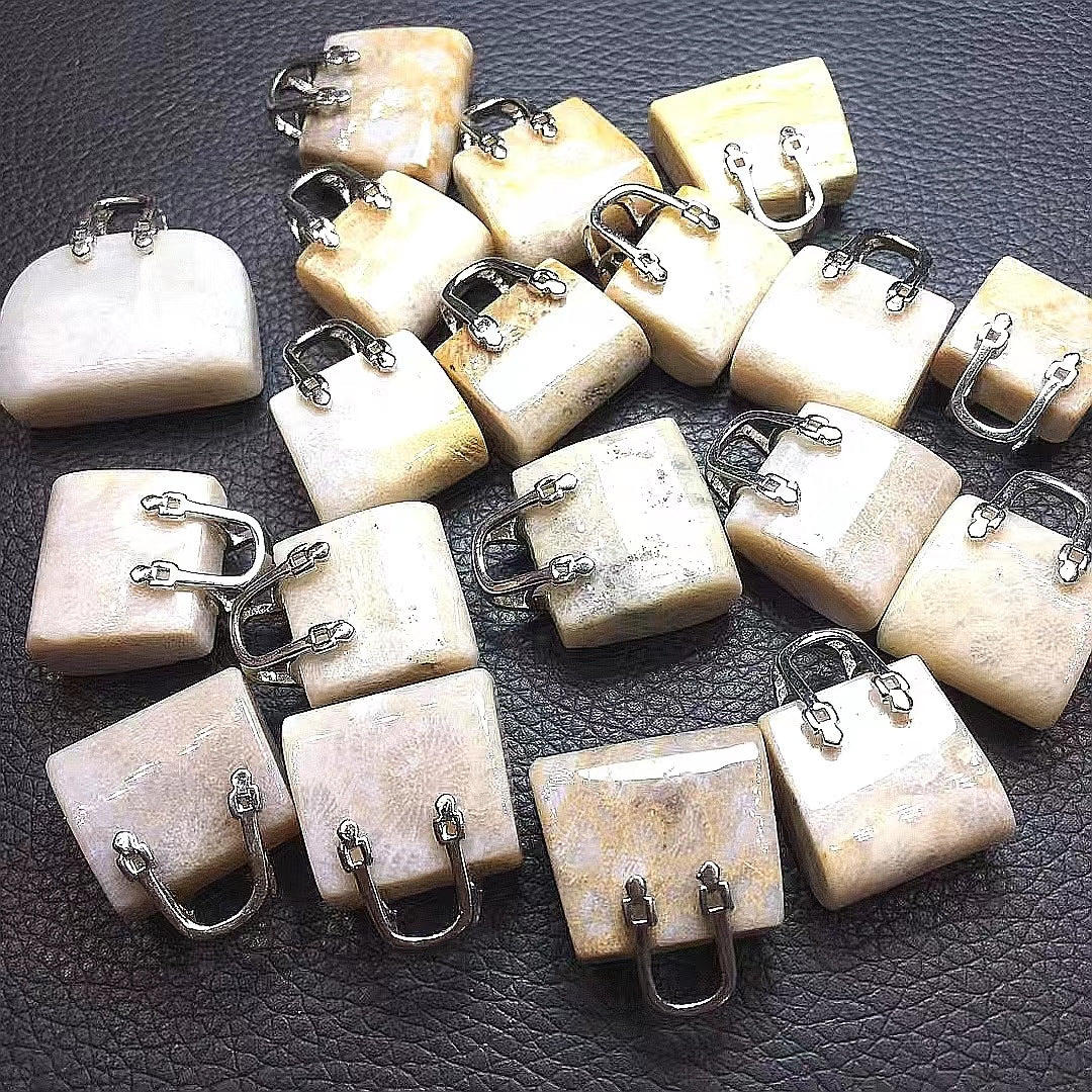 Fluorite Rutile Quartz Crystal Bag Pendants