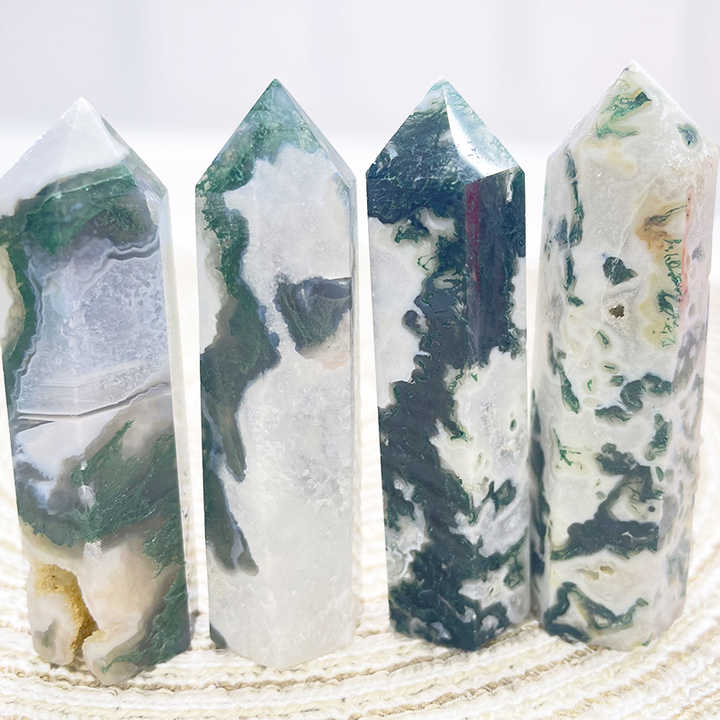 Moss Agate Druzy Geode Point Wands