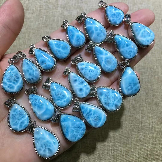 S925 Silver Larimar Pendants