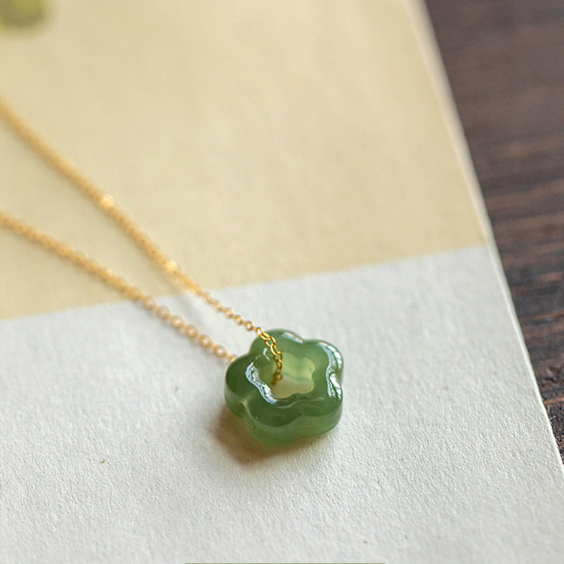Plum Bossom Hetian Jade Necklace