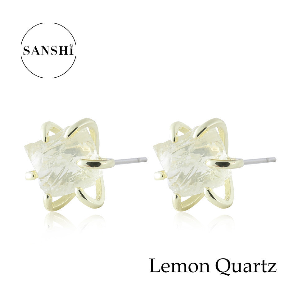 Six Paw Rough Crystal Earrings