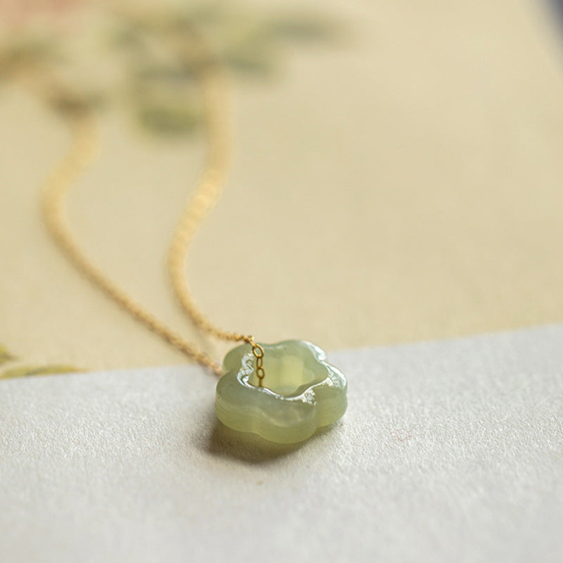 Plum Bossom Hetian Jade Necklace