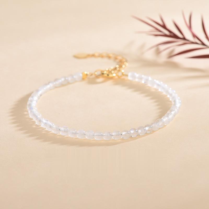 Natural Blue Moonstone 3mm Bead Facet Bracelets
