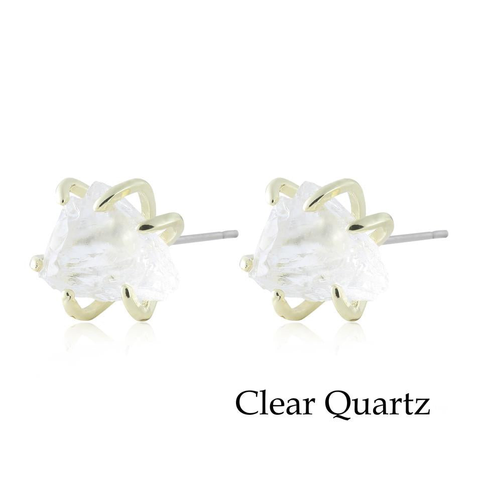 Six Paw Rough Crystal Earrings