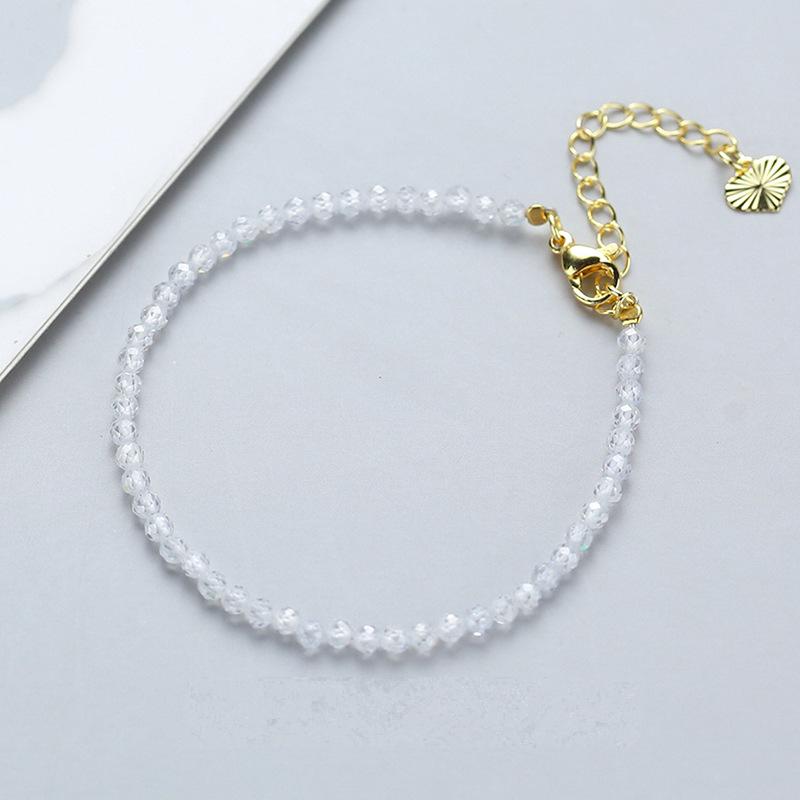 Green/White Zircon Round 3mm Facet Faceted Bracelet