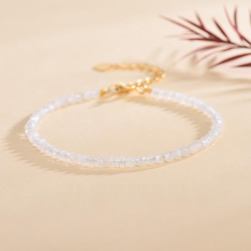 Natural Blue Moonstone 3mm Bead Facet Bracelets
