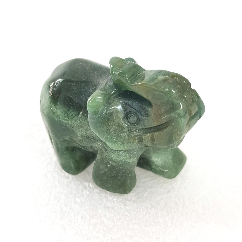 Moss Agate Elephant 1.5 Inch