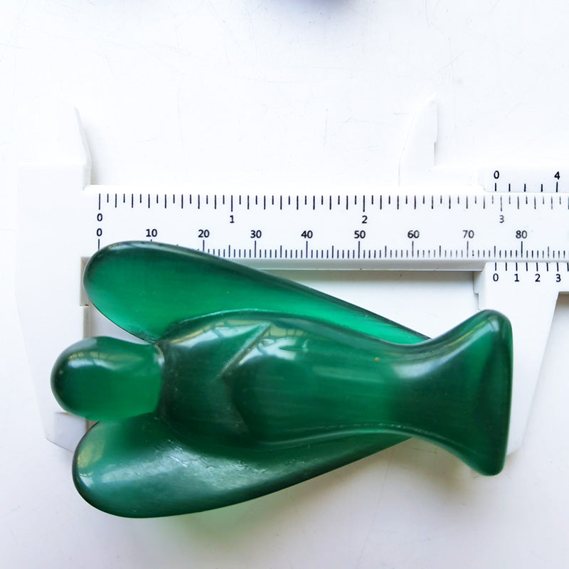 Dark Green Cat Eye Stone Angel 3 Inch