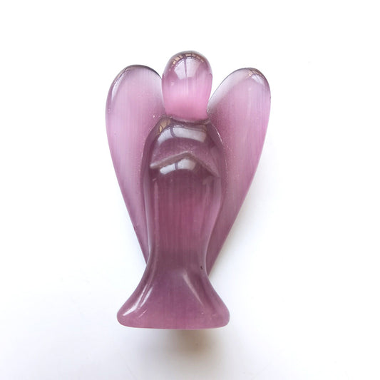 Purple Cat Eye Stone Angel 3 Inch