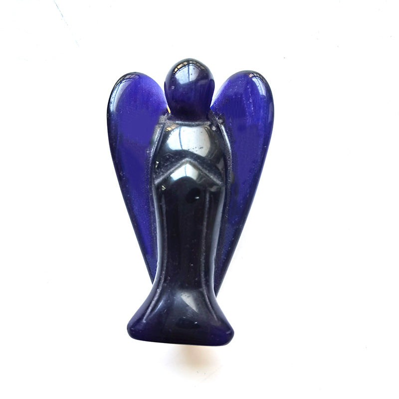 Dark Blue Cat Eye Stone Angel 3 Inch