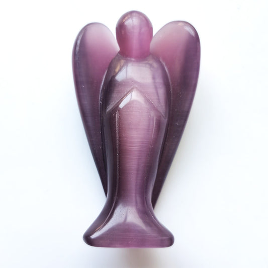 Purple Cat Eye Stone Angel 4 Inch