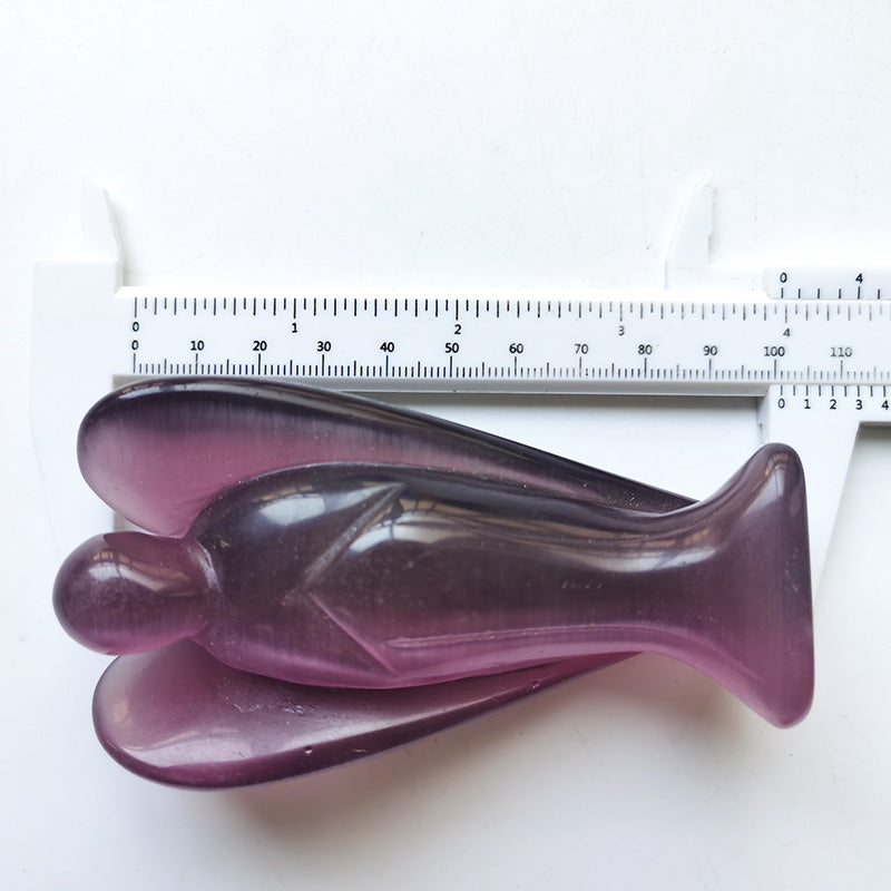 Purple Cat Eye Stone Angel 4 Inch