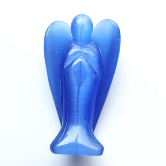 Blue Cat Eye Stone Angel 4 Inch