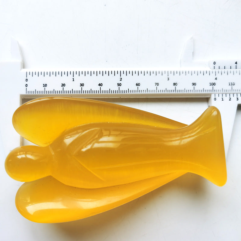 Yellow Cat Eye Stone Angel 4 Inch