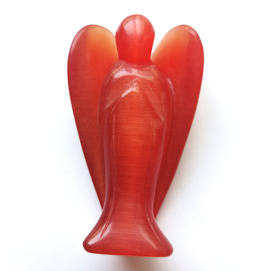 Red Cat Eye Stone Angel 4 Inch