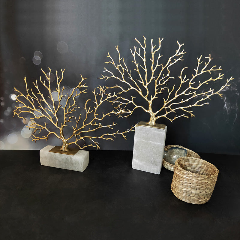 Selenite Pure Cooper Coral Tree Art Ornaments