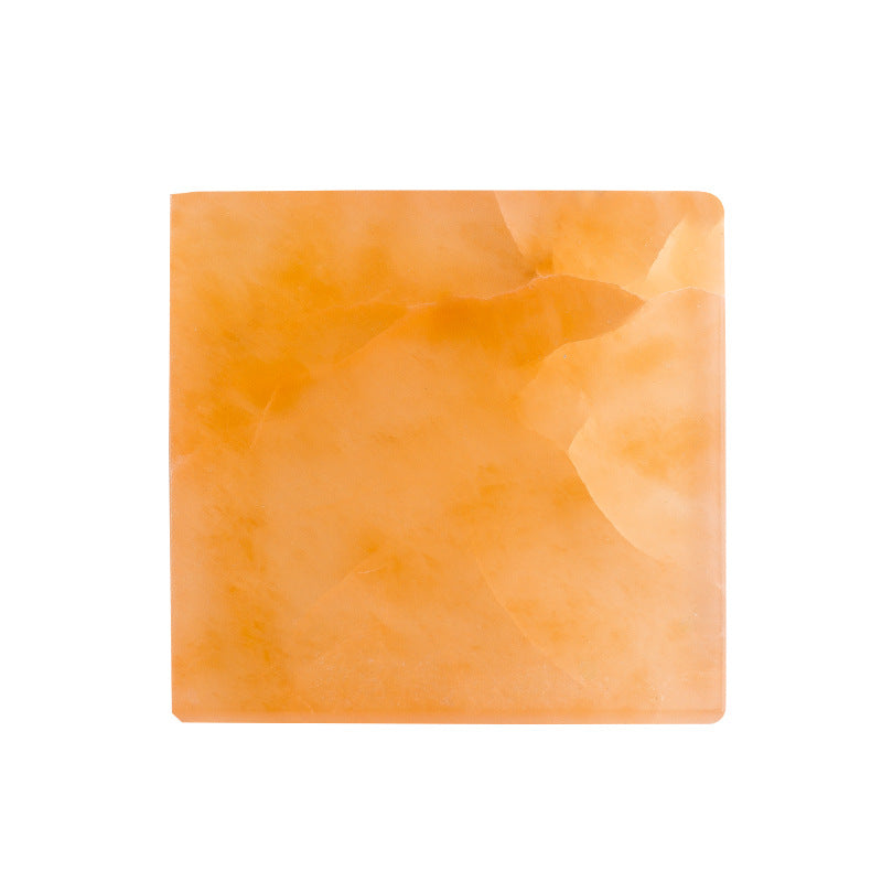 Selenite Round Square Orange White Plate for Healing Ornaments