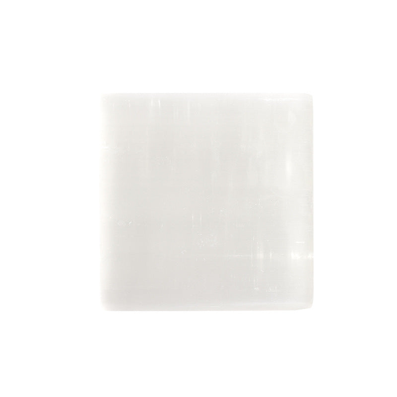 Selenite Round Square Orange White Plate for Healing Ornaments