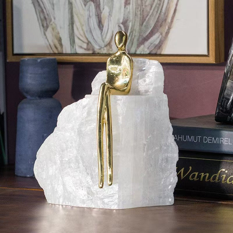 Selenite Crystal Cooper Sitting Lady Ornaments