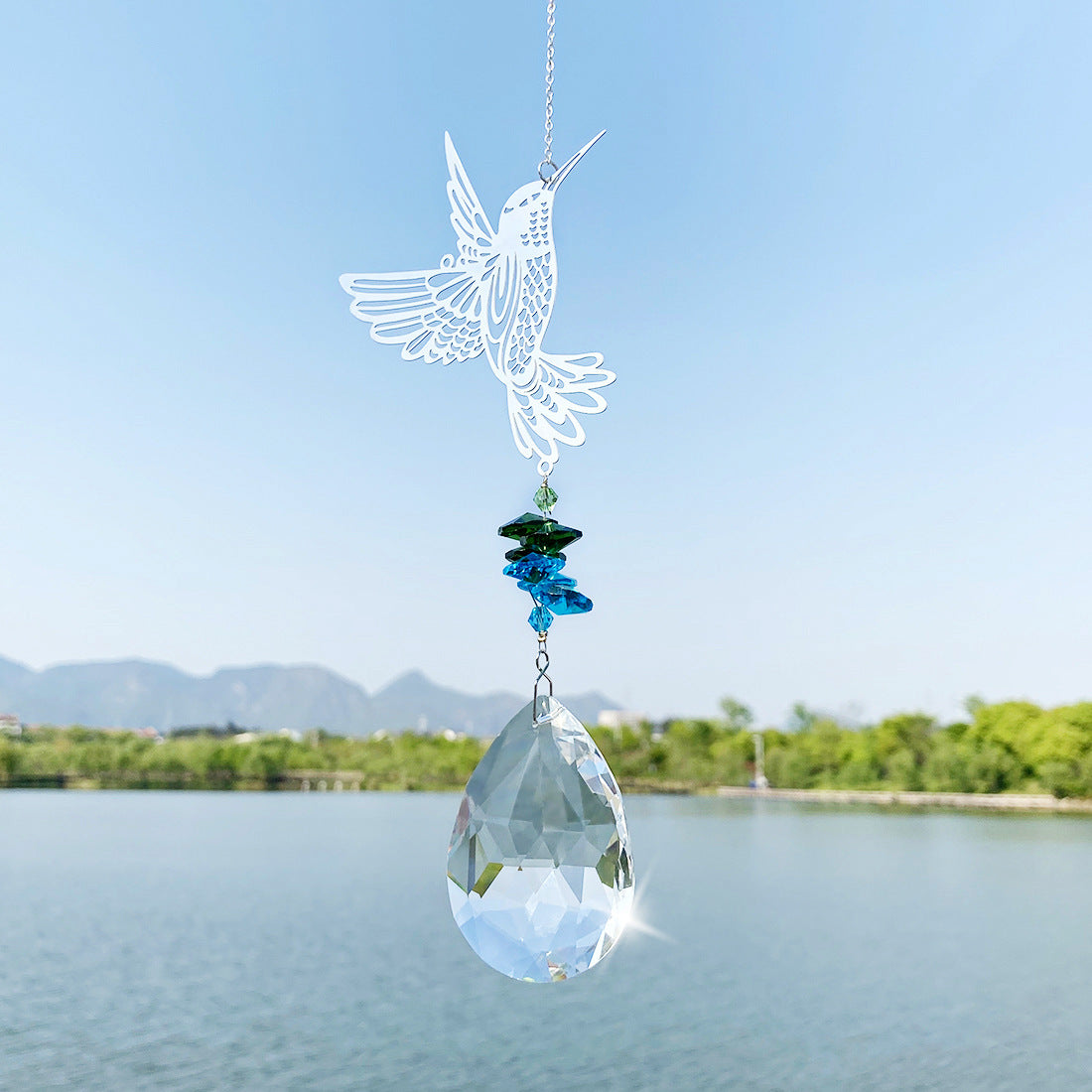 Bird Tree Moon Flower Slice Pendant Suncatcher Ornaments