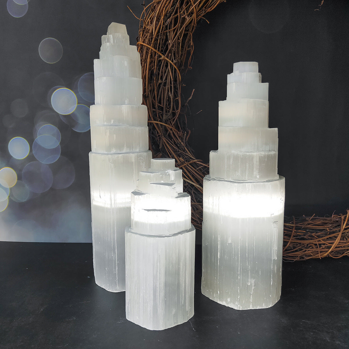 Selenite Tower Ornaments for Energy Healing