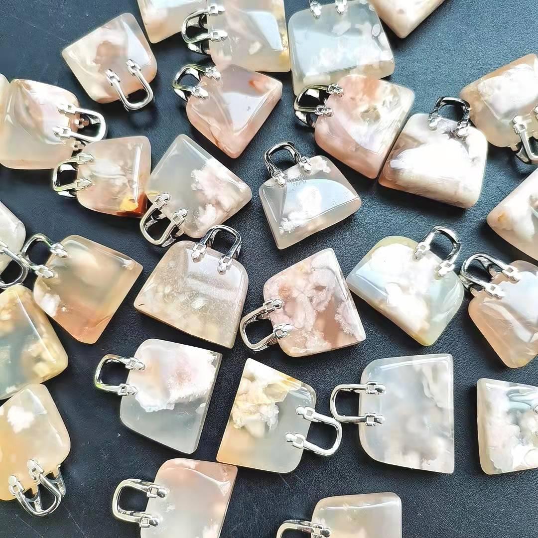 Flower Agate 3CM Mini Purse Pendants