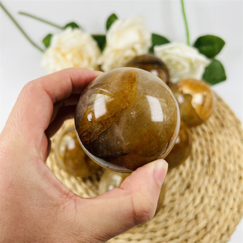 Yellow Fire Quartz Hematoid Spheres
