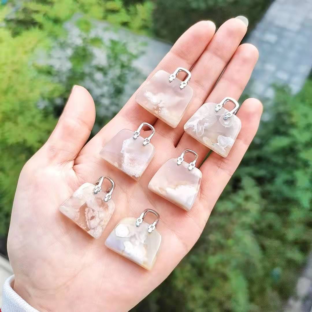 Flower Agate 3CM Mini Purse Pendants
