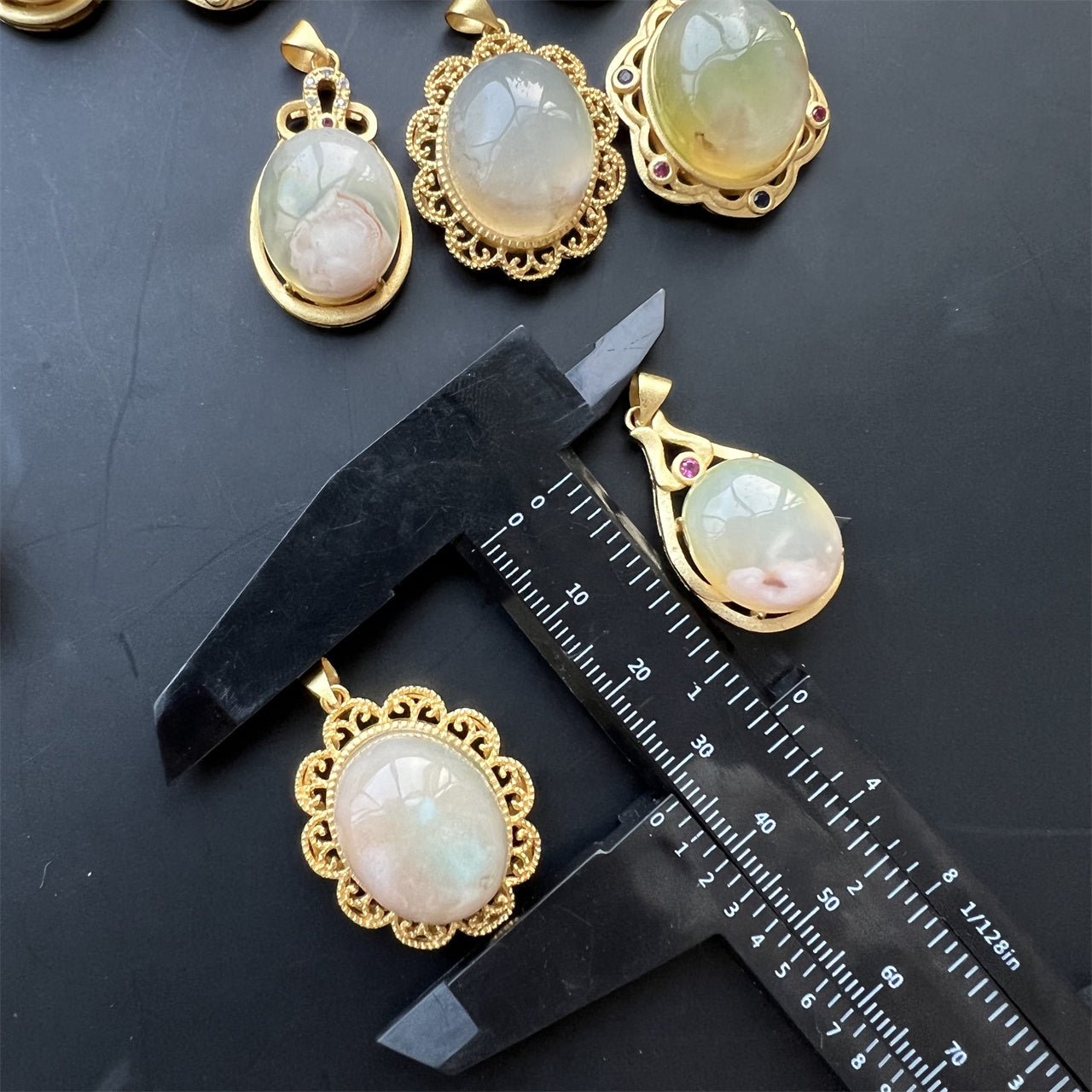 Flower Agate Edging Pendants