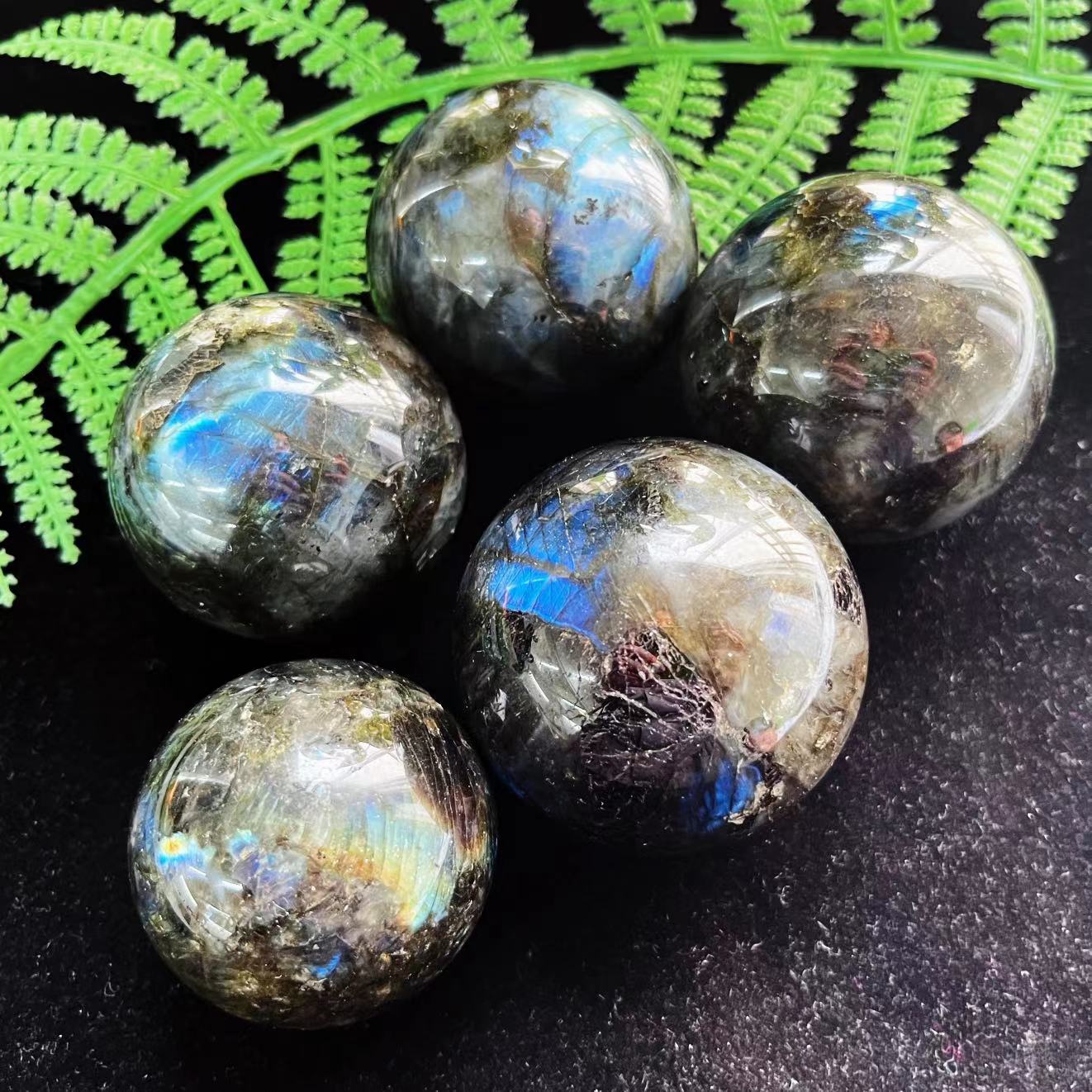 Blue Flash Labradorite Spheres