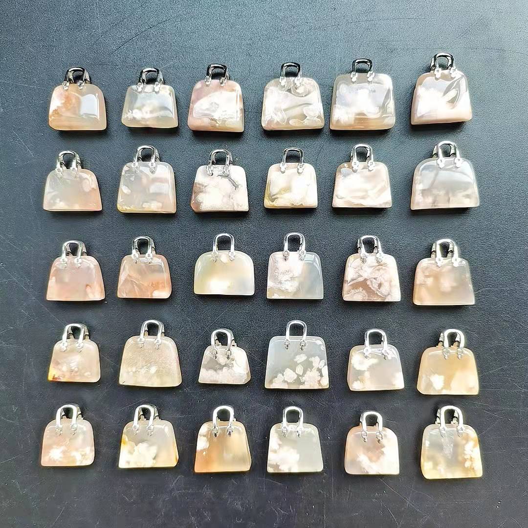 Flower Agate 3CM Mini Purse Pendants