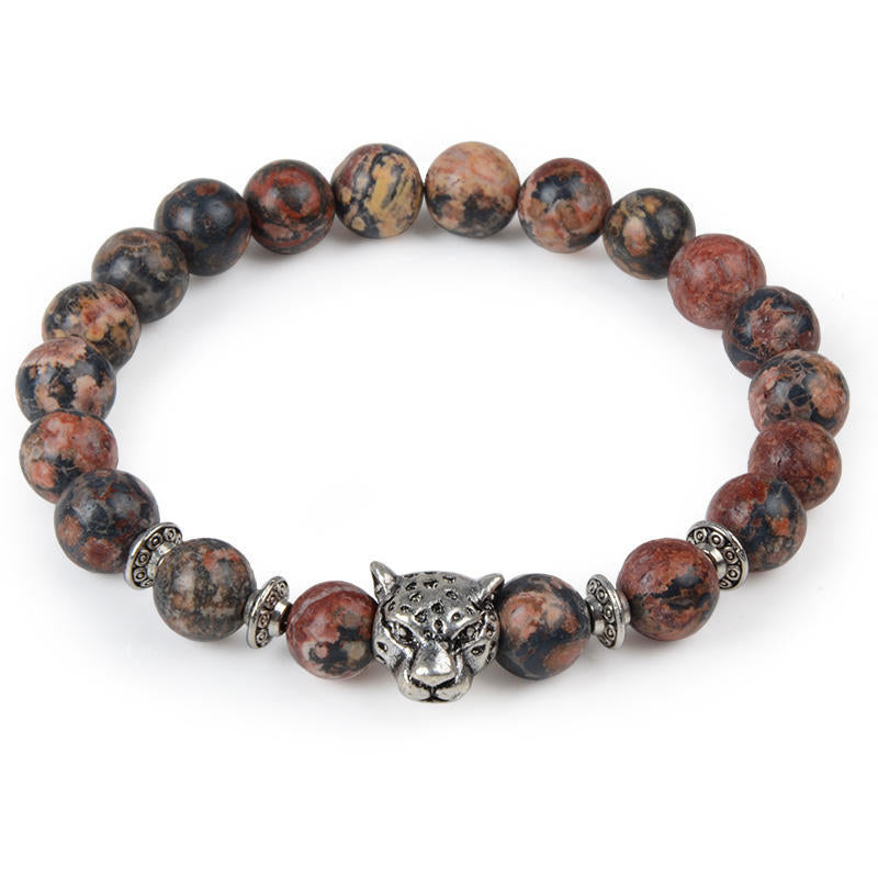 8mm Leopard Cheetah Crystal Bead Bracelets